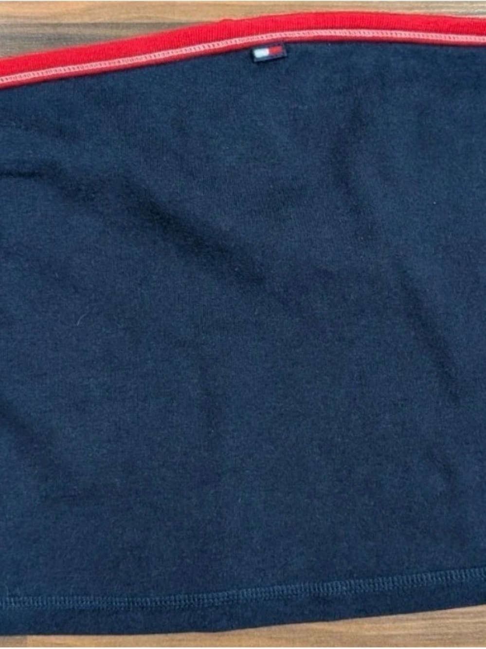 Vintage Y2K Tommy Hilfiger Navy Bandeau Tube Top with Red Accent